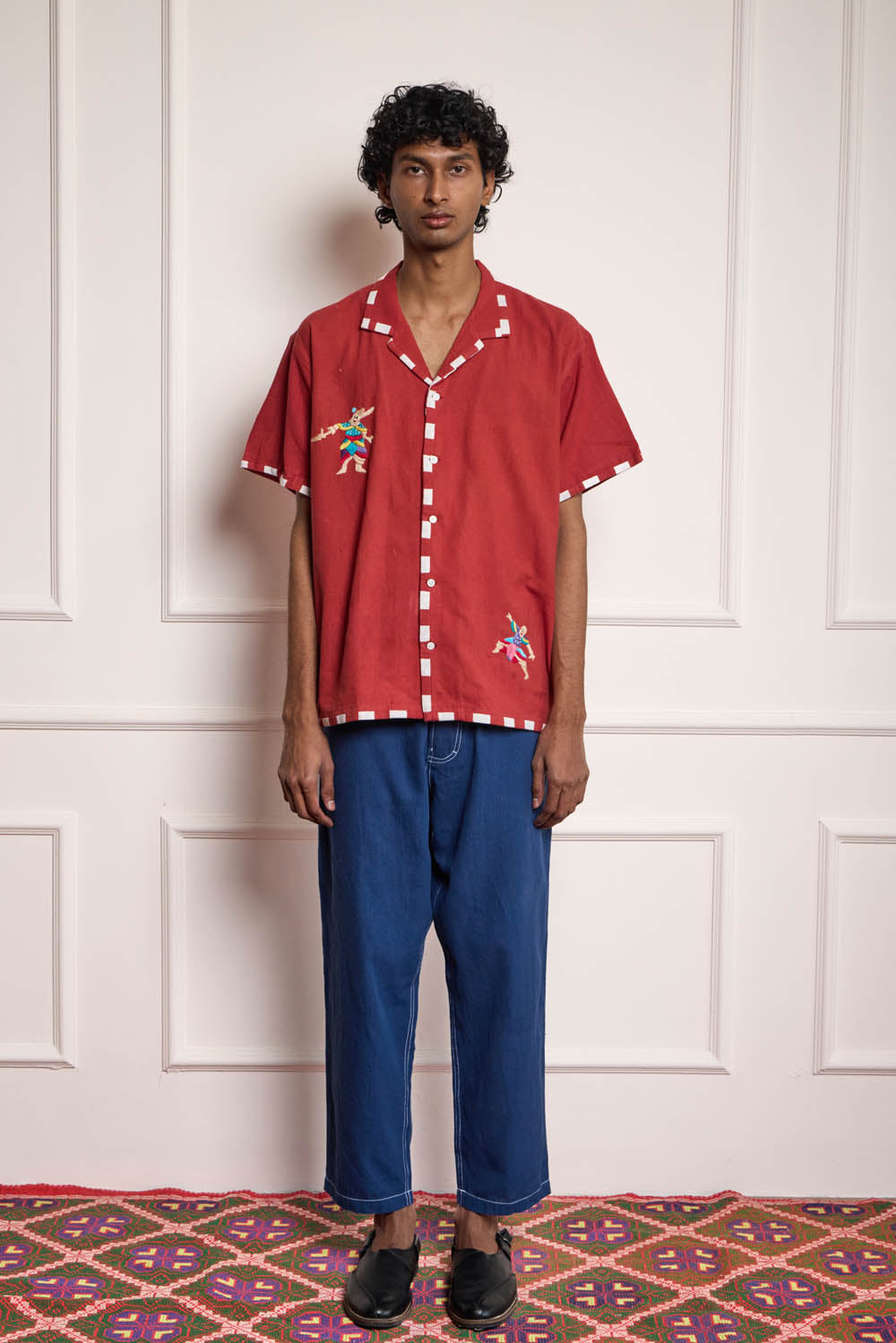 Hand Embroidered Shirt Red