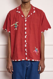 Hand Embroidered Shirt Red