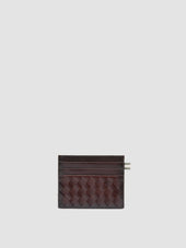 BOUDIN 122 - Brown Woven Leather Card Holder