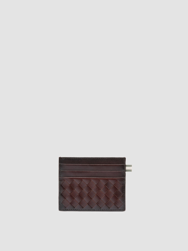 BOUDIN 122 - Brown Woven Leather Card Holder