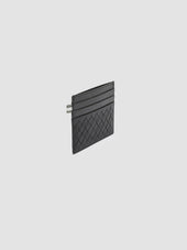 BOUDIN 122 - Black Woven Leather Card Holder
