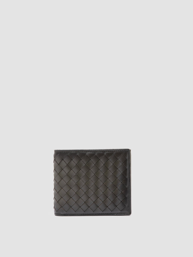 Boudin 123 Green Woven Leather Bifold Wallet