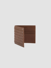 BOUDIN 123 - Brown Woven Leather Bifold Wallet