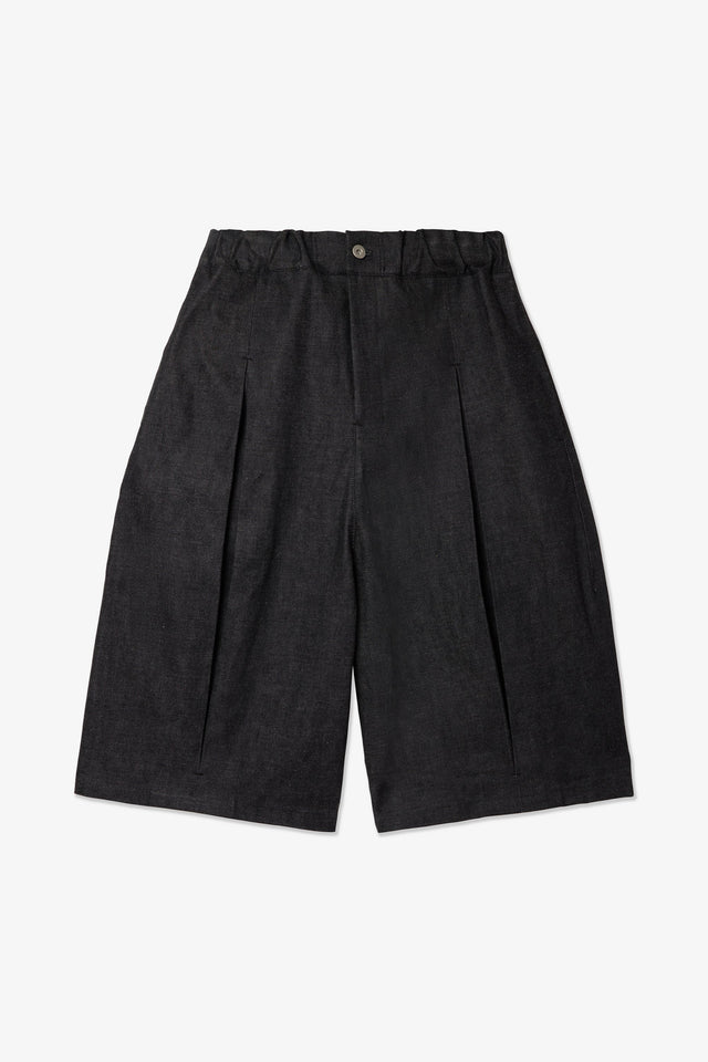Box Pleat Short Denim - Raw Black