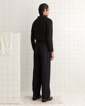 Boxy Long Sleeve Polo - Black