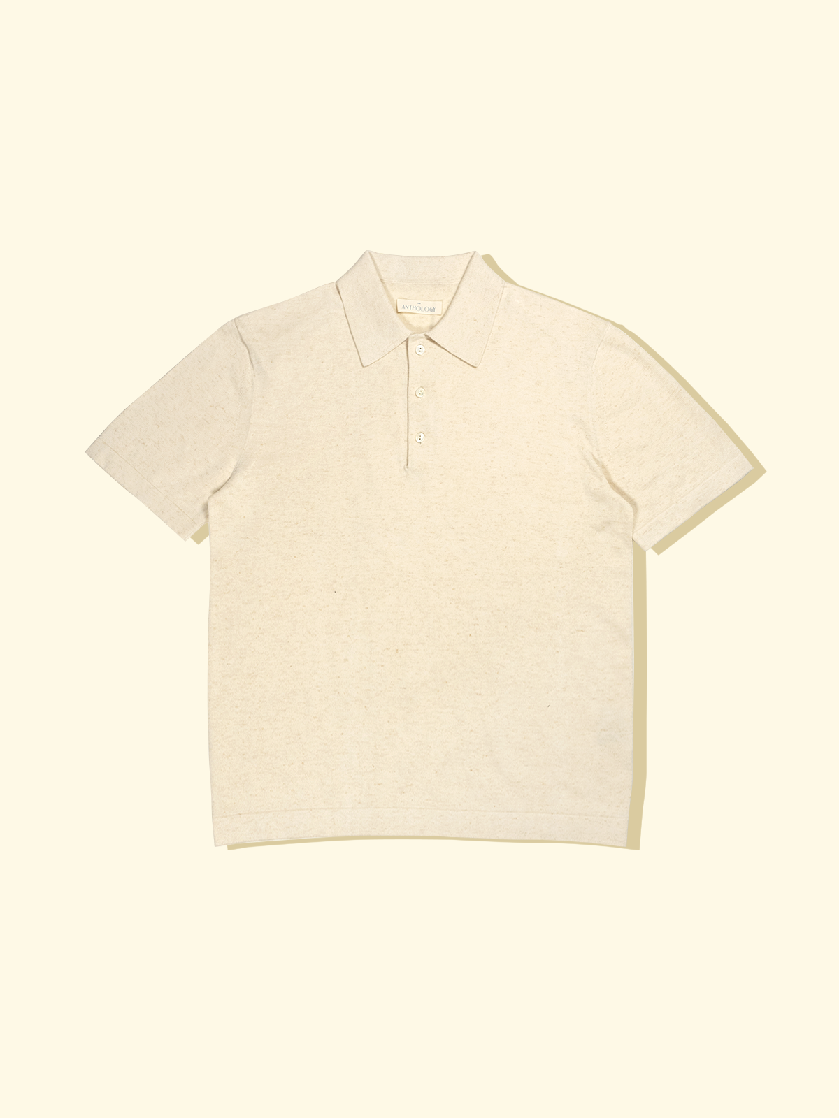 Linen/Cotton Knitted Short Sleeve Polo - Oatmeal — The Anthology