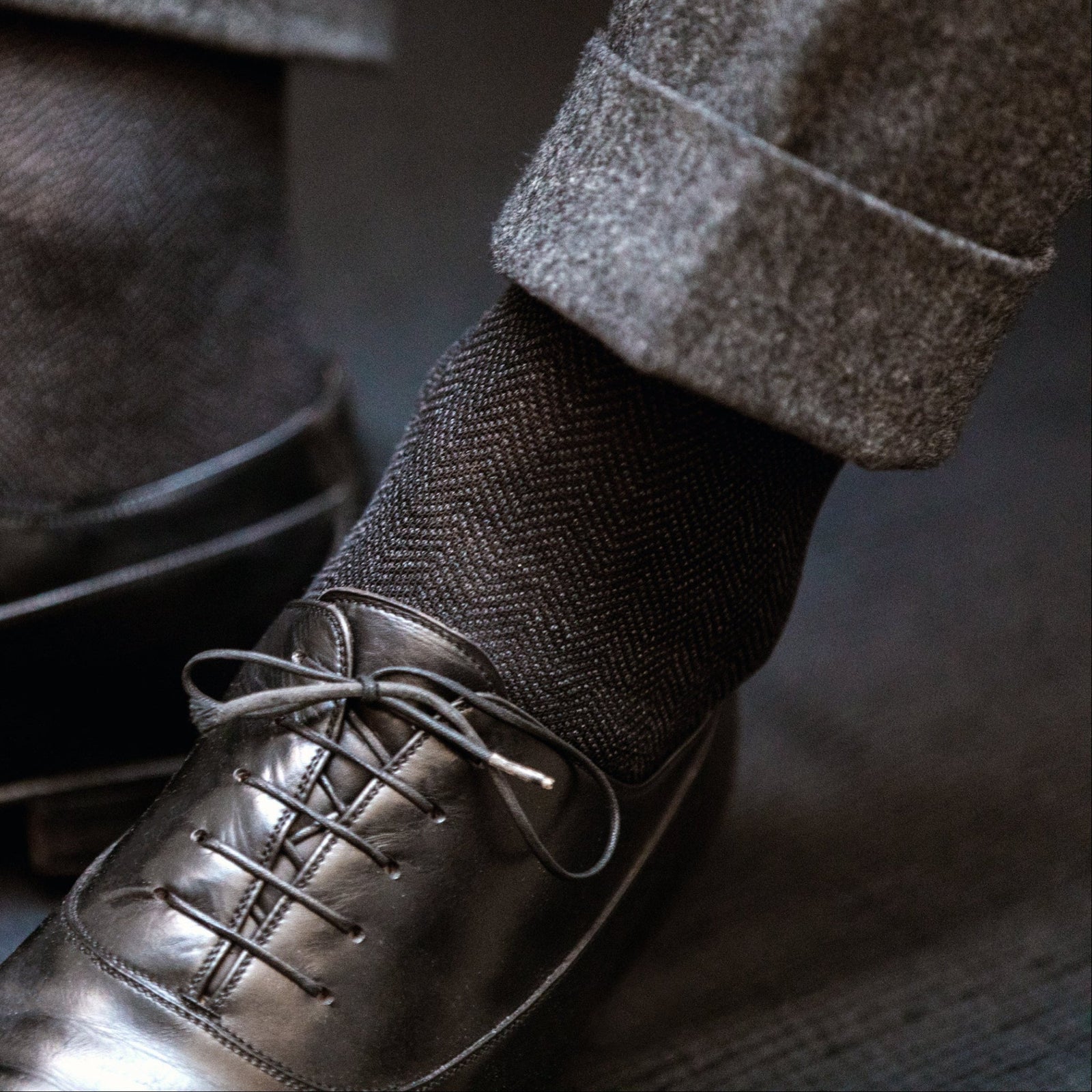 Noir Gris Chevrons Fil D Cosse