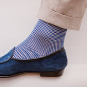 Beige Bleu Roi Pied De Poule Fil D Cosse