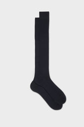 CALZA ASCANIO. 80 % LANA 20% POLIAMMIDE, TINTA UNITA, NAVY.