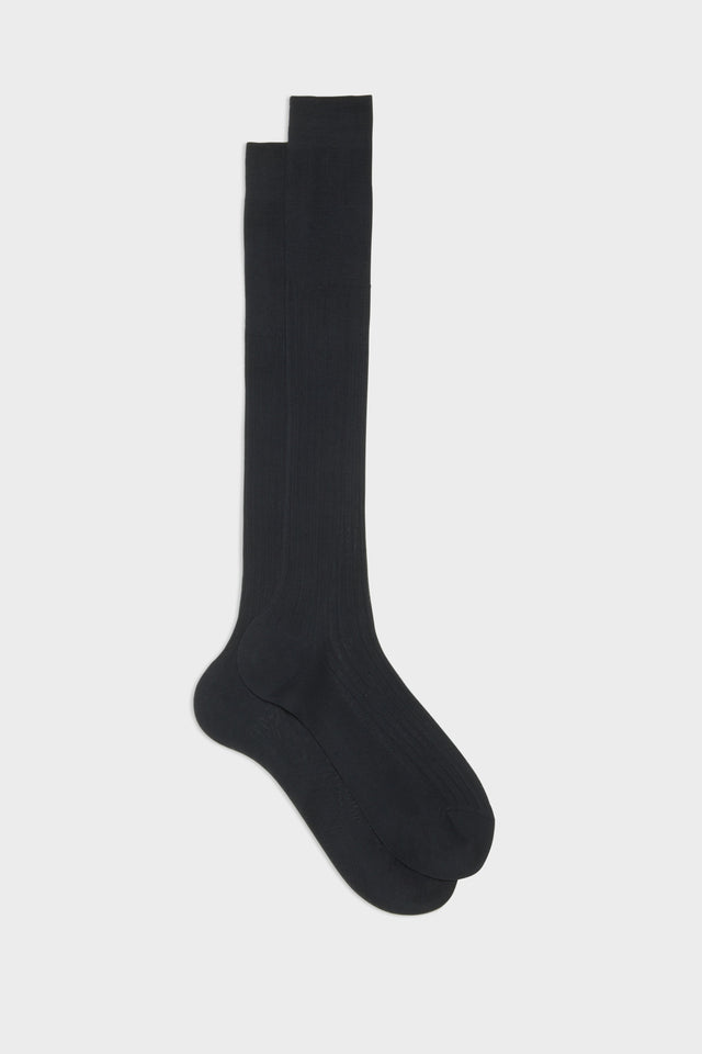 CALZA CESARE. 100% COTONE, TINTA UNITA, NAVY.