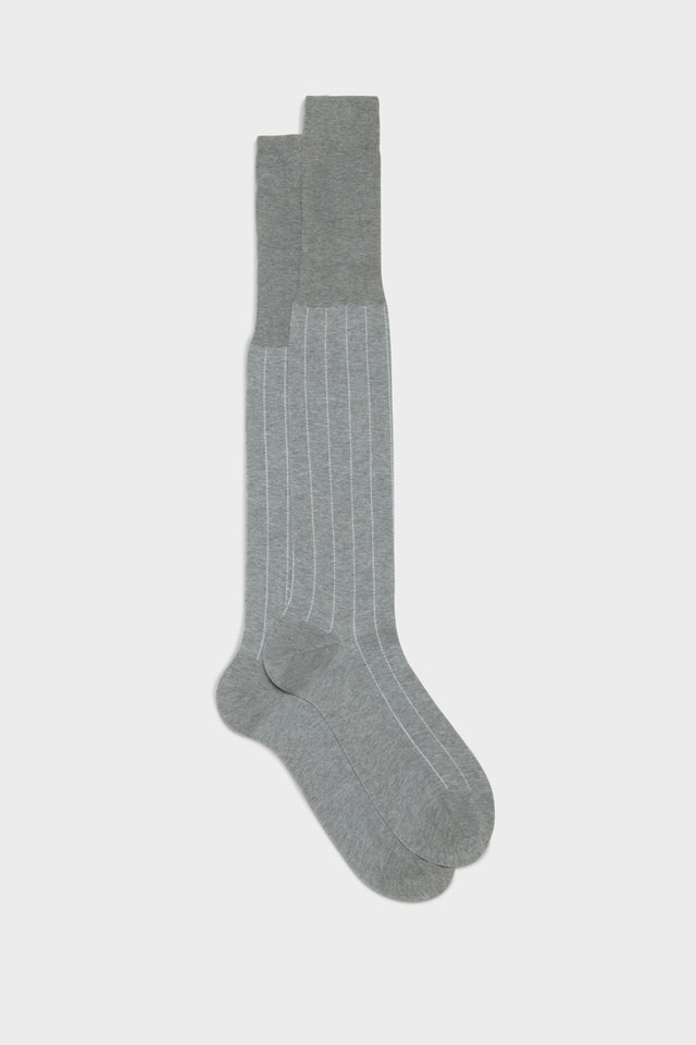 CALZA LEONE. 100% COTONE, GESSATO, GREY.