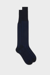 CALZA LEONE. 100% COTONE, GESSATO, NAVY ROYAL.