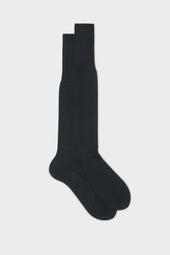 CALZA LORENZO. 100% COTONE, TINTA UNITA, BLACK.