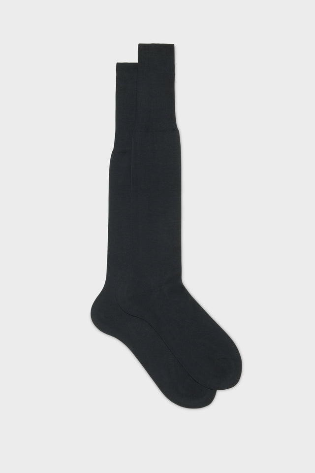 CALZA LORENZO. 100% COTONE, TINTA UNITA, BLACK.
