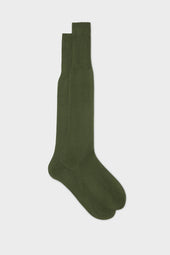 CALZA LORENZO. 100% COTONE, TINTA UNITA, OLIVE.