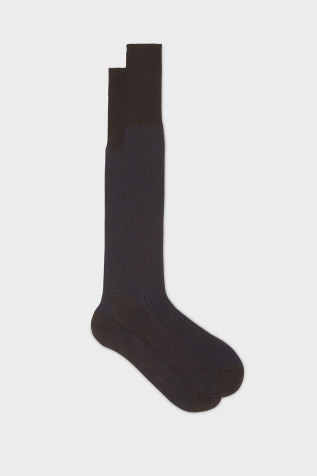 CALZA MARIO. 100% COTONE, VANISEE, BROWN-BLUE.