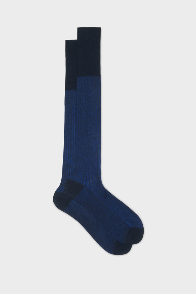 CALZA MARIO. 100% COTONE, VANISEE, NAVY-BLUE.