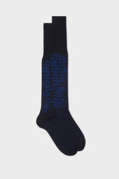 CALZA AMLETO. 100% COTONE, NAVY.