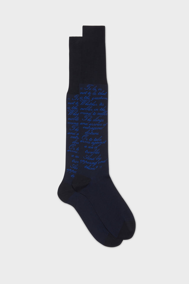 CALZA AMLETO. 100% COTONE, NAVY.