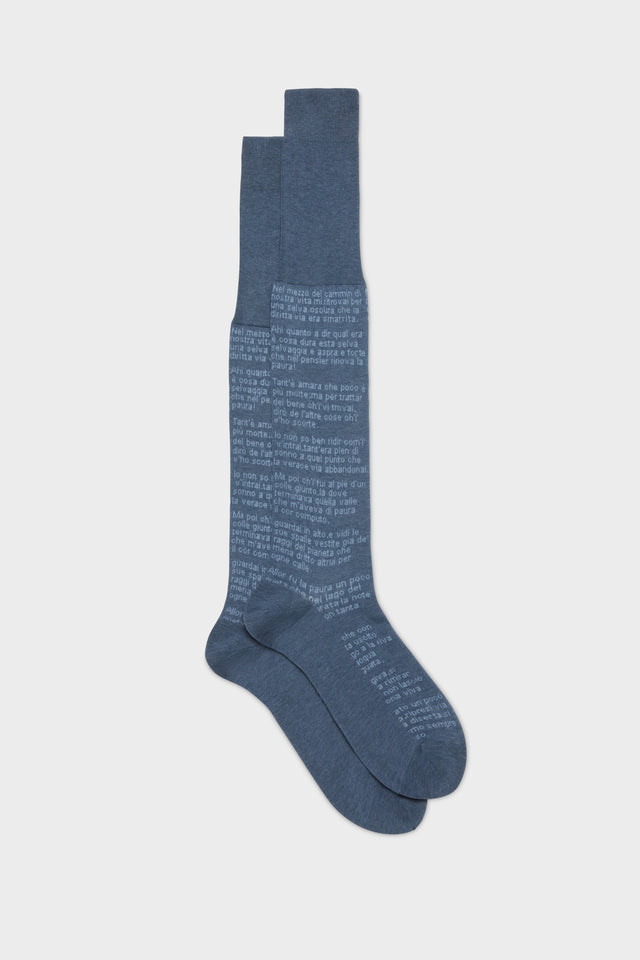 CALZA DIVINA COMMEDIA. 100% COTONE, BLUE.