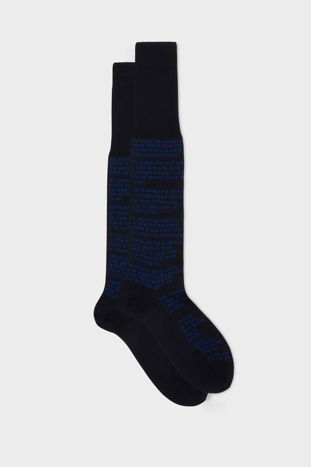 CALZA DIVINA COMMEDIA. 100% COTONE, NAVY.
