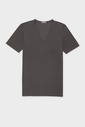 MAGLIA SCOLLO V. 100% COTONE, MANICA CORTA, GREY.