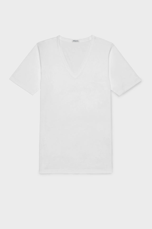 MAGLIA SCOLLO V. 100% COTONE, MANICA CORTA, WHITE.