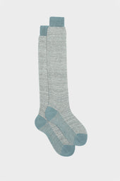 CALZA ATTILIO. 75% COTONE 25% LINO, TEAL-IVORY.