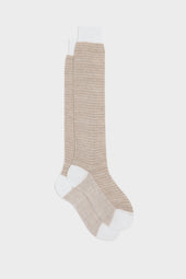 CALZA ATTILIO. 75% COTONE 25% LINO, WHITE-BEIGE.