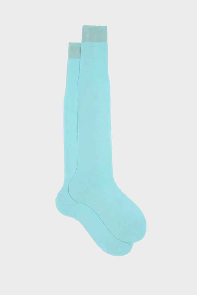 CALZA LORENZO. 100% COTONE, AQUAMARINE.