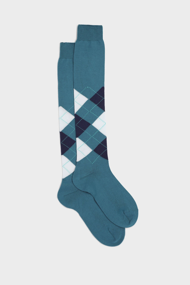 CALZA LUCA. 100% COTONE, OCEAN-BLUE-WHITE.