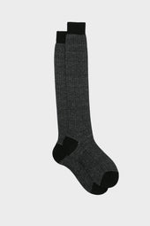 CALZA MICHELE. 75% COTONE 25% LINO, BLACK-DARK GREY.