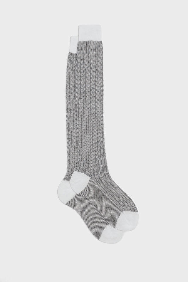 CALZA MICHELE. 75% COTONE 25% LINO, WHITE-JEANS.