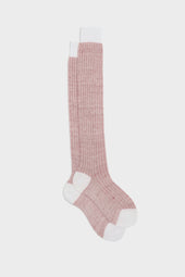CALZA MICHELE. 75% COTONE 25% LINO, WHITE-RED.