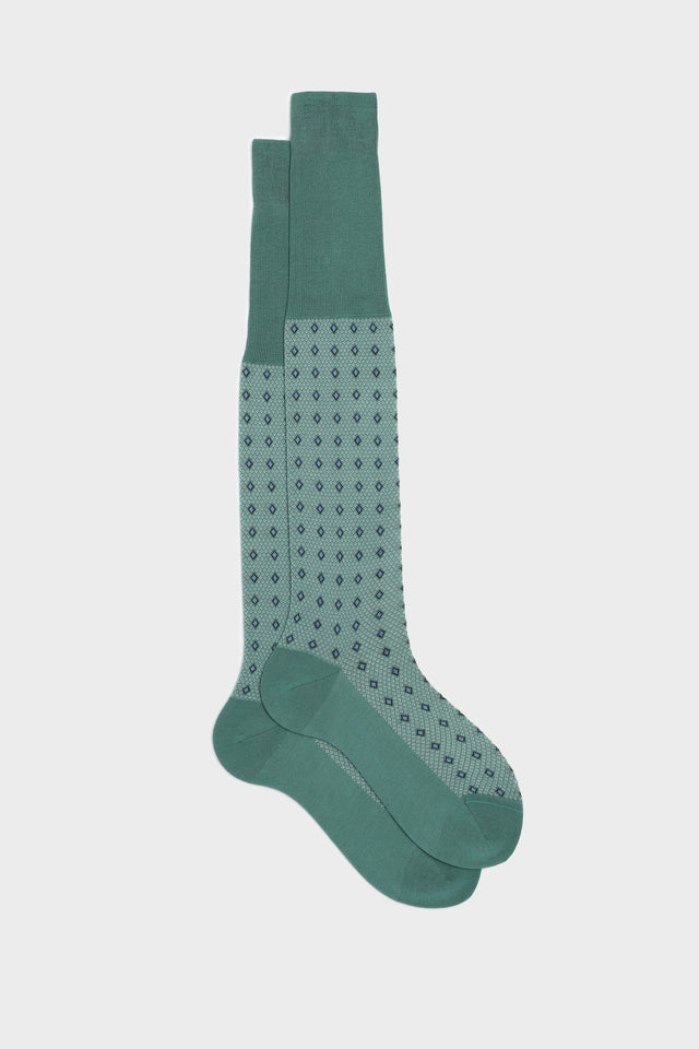 CALZA NICOLA. 100% COTONE, MINT-WHITE-BLACK-AVIO.