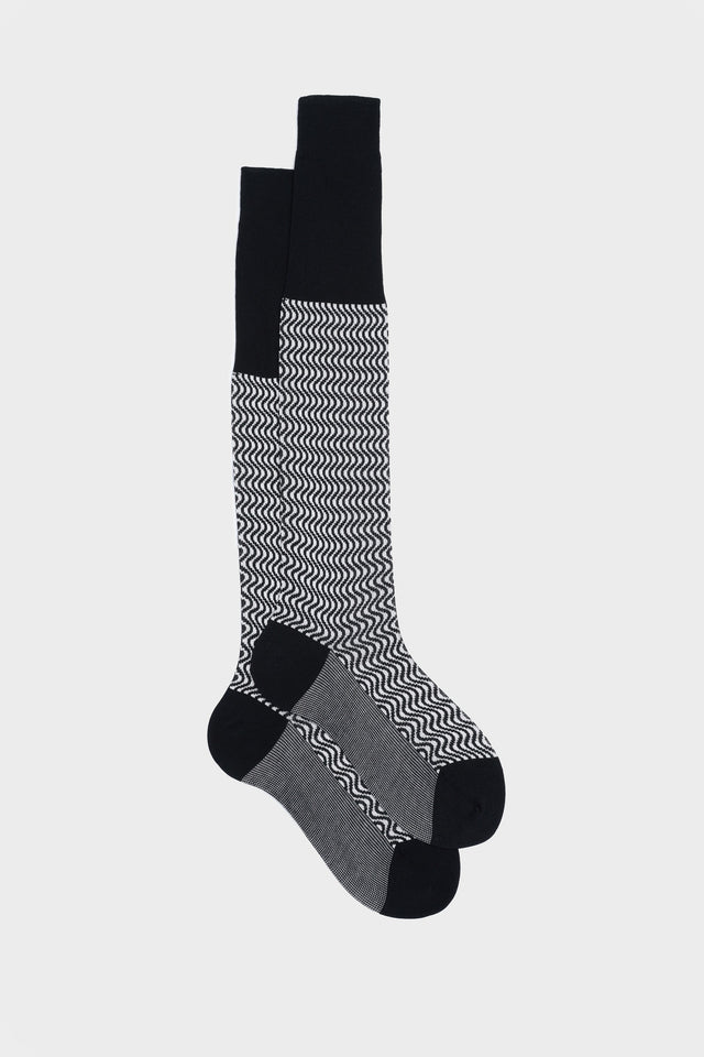 CALZA REMO. 100% COTONE, NAVY-WHITE.