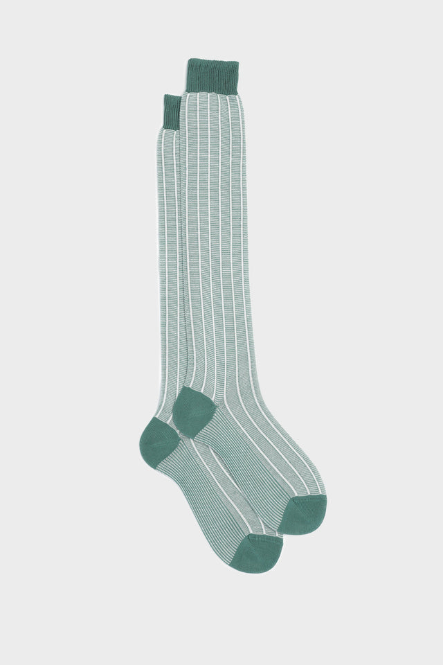 CALZA SIMONE. 100% COTONE, MINT-WHITE