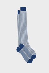 CALZA SIMONE. 100% COTONE, OCEAN-WHITE