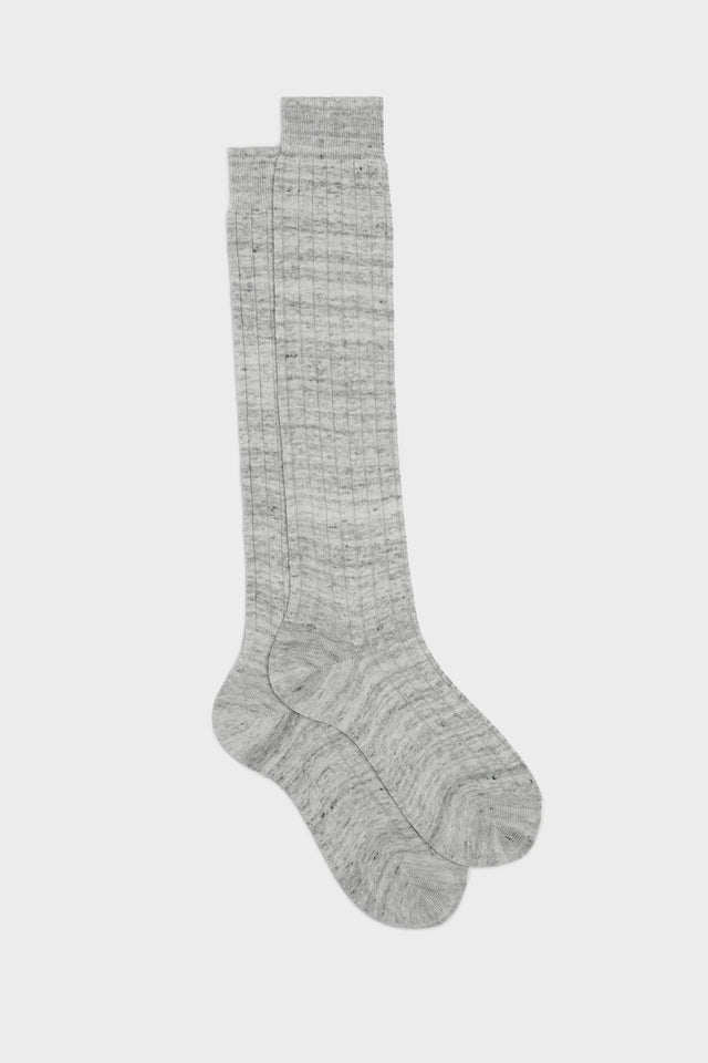 CALZA VALERIO. 90% LINO, 10% NYLON, TINTA UNITA, PEARL GREY