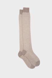 CALZA EGON. LANA 75% CASHMERE 25%, BROWN-IVORY.