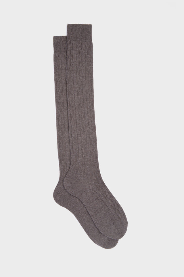 CALZA BIAGIO CON TRECCIA. LANA 90% POLIAMMIDE 10%, BEAVER.