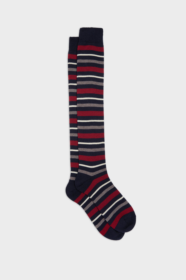 CALZA TITO. LANA 90% NYLON 10%, BLUE-GREY-RED-WHITE