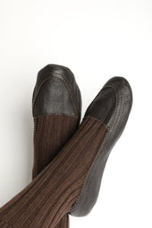 SLIPPERS.CASHMERE, PELLE, BROWN.