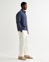 Breton And Ecru Geometric Grid Stitch Overshirt