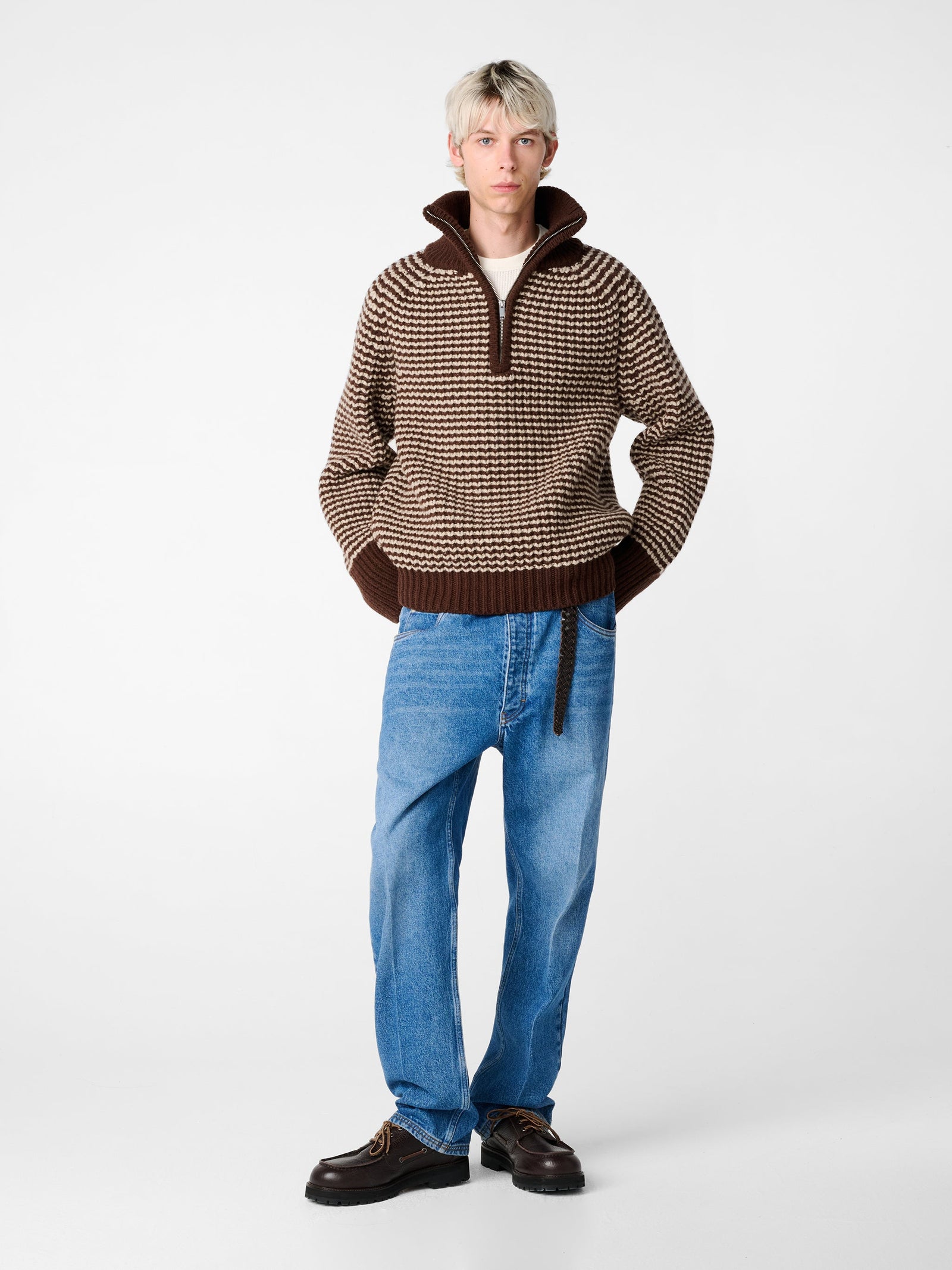 Bristol Knit In Oatmeal Stripe