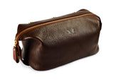 Leather Wash Bag / Dopp Kit - Brown