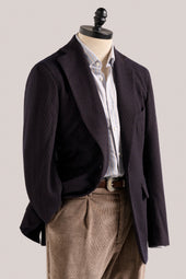 Apollo Unstructured Blazer - Wool - Navy And Brown