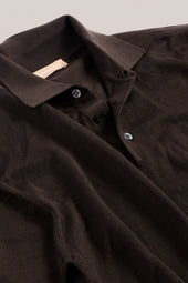 Rye Paperweight Merino Long Sleeve Polo - Espresso