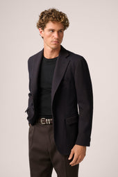 Apollo Unstructured Blazer - Wool - Navy And Brown