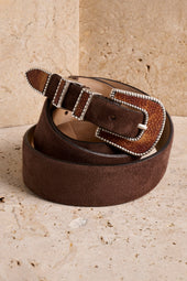 Texas Belt - - Suede/Leather - Tobacco